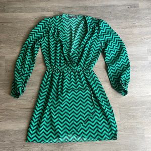 Emerald greed and black chevron dress